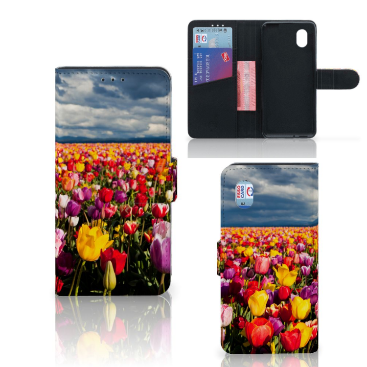 Tulpen Hoesje Alcatel 1B (2020) Boekhoesje Tulpenveld Geel Paars Premium | Book Case
