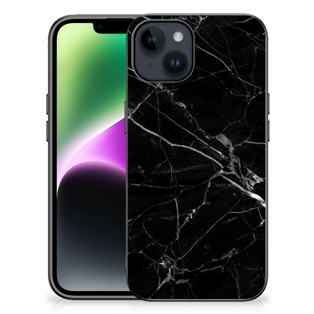 iPhone 15 Marmeren Print Telefoonhoesje Marmer Zwart - Origineel Cadeau Vader