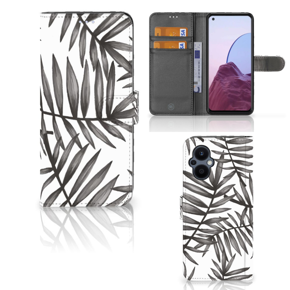 OPPO Reno 8 Lite | OnePlus Nord N20 Hoesje Leaves Grey