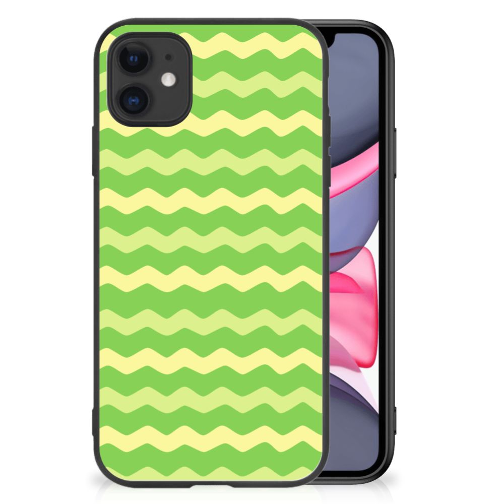 iPhone 11 Back Case Waves Green