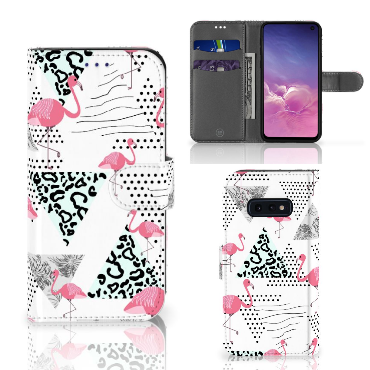 Samsung Galaxy S10e Telefoonhoesje met Pasjes Flamingo Triangle