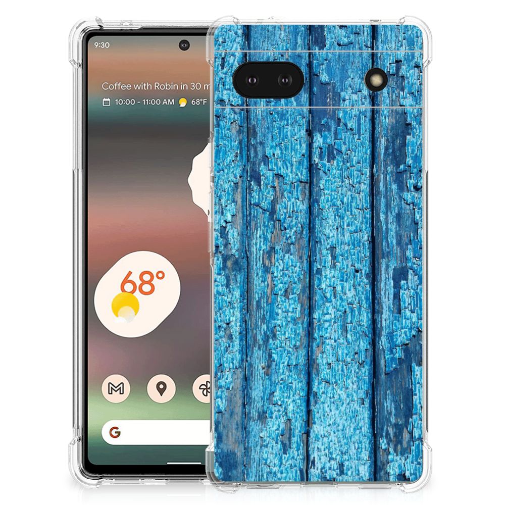 Google Pixel 6A Stevig Telefoonhoesje Wood Blue B2C Telecom
