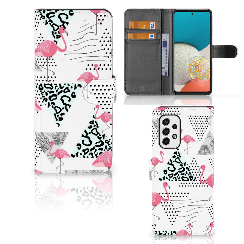 Samsung Galaxy A53 Telefoonhoesje met Pasjes Flamingo Triangle