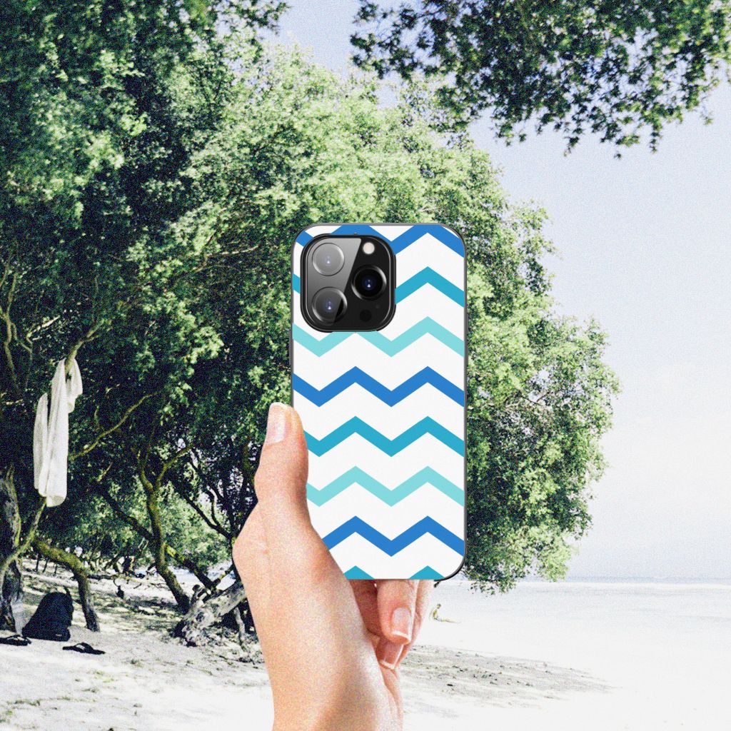 iPhone 14 Pro Back Case Zigzag Blauw B2C Telecom