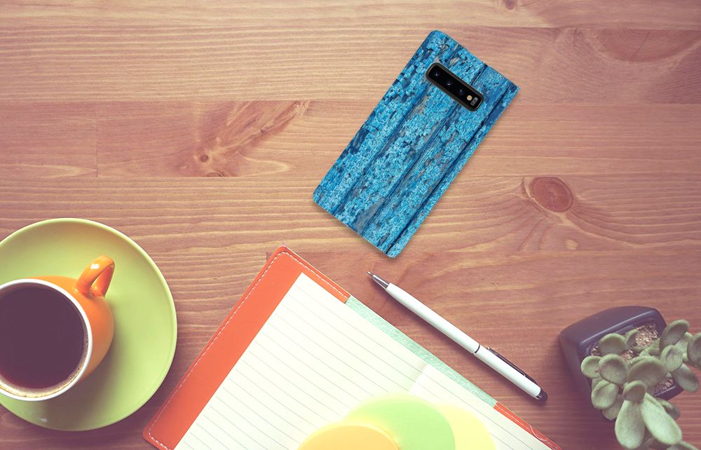 Samsung Galaxy S10 Plus Book Wallet Case Wood Blue