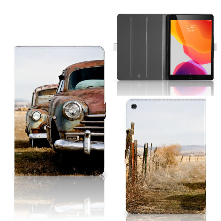 Tablet Hoesje met foto Vintage Auto - collage met voor-, achter- en binnenkant