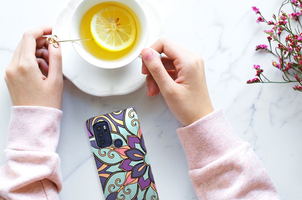 Motorola Moto G60s Smart Cover Purple Flower - B2C Telecom