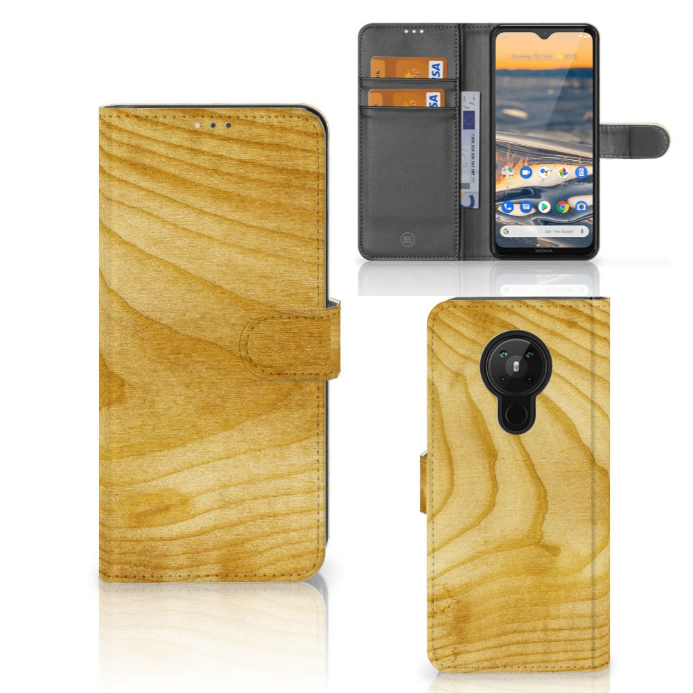 Nokia 5.3 Book Style Case Licht Hout