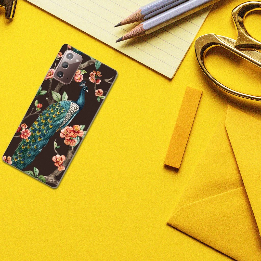 Samsung Note 20 TPU Hoesje Pauw met Bloemen B2C Telecom