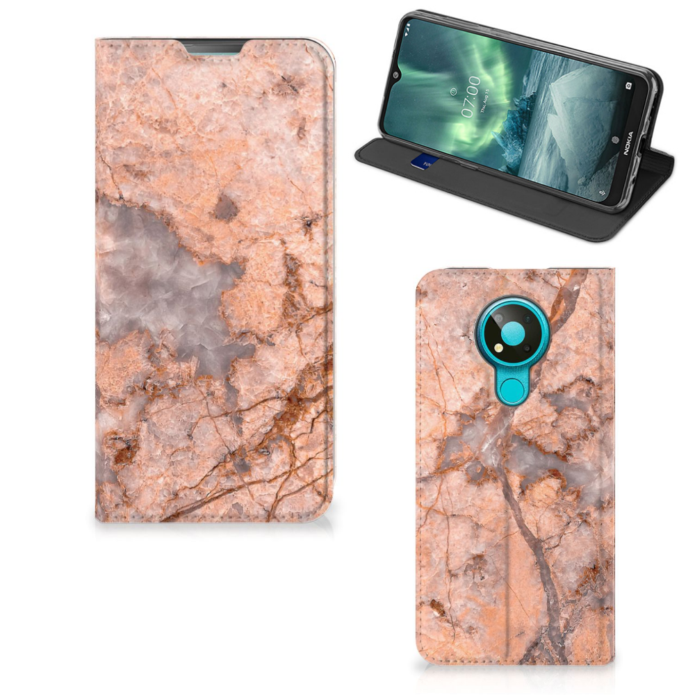 Nokia 3.4 Standcase Marmer Oranje - B2C Telecom