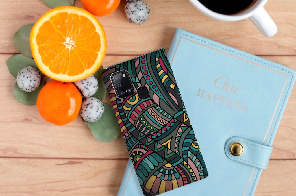 Samsung Galaxy A21s Hoesje met Magneet Aztec - B2C Telecom