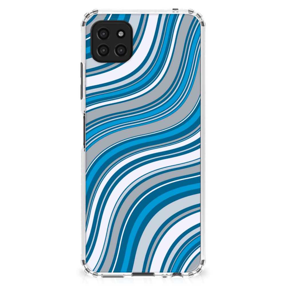Samsung Galaxy A22 5G Doorzichtige Silicone Hoesje Waves Blue B2C Telecom
