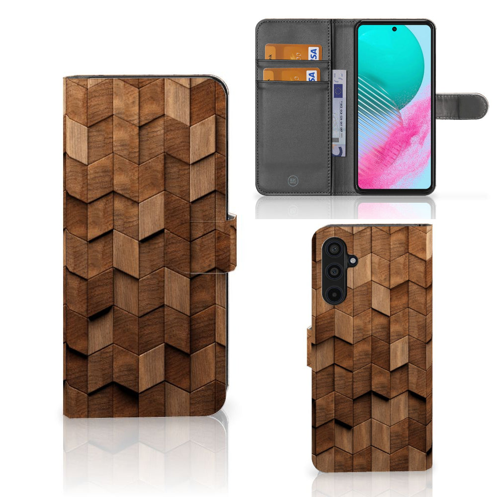 Book Style Case voor Samsung Galaxy M54 Wooden Cubes