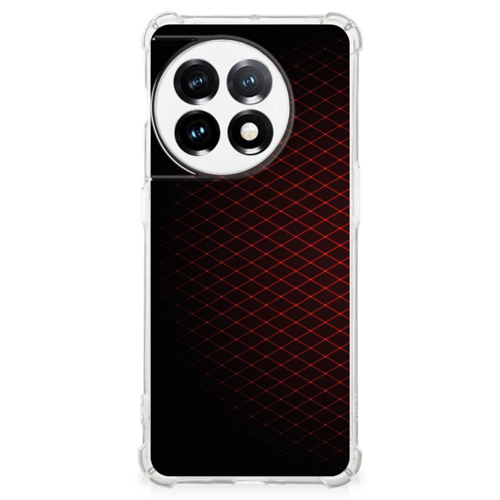 OnePlus 11 Doorzichtige Silicone Hoesje Geruit Rood