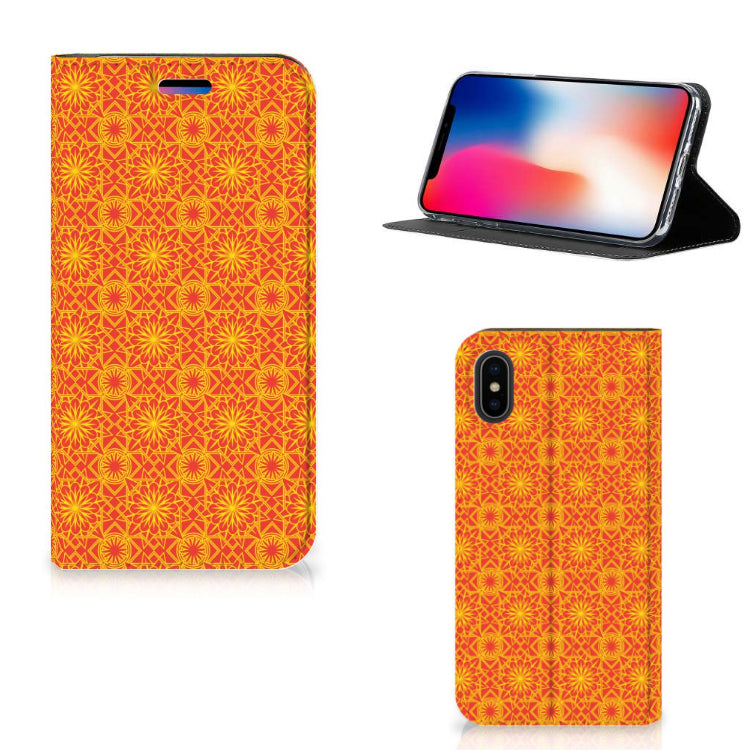 Apple iPhone X | Xs Hoesje met Magneet Batik Oranje