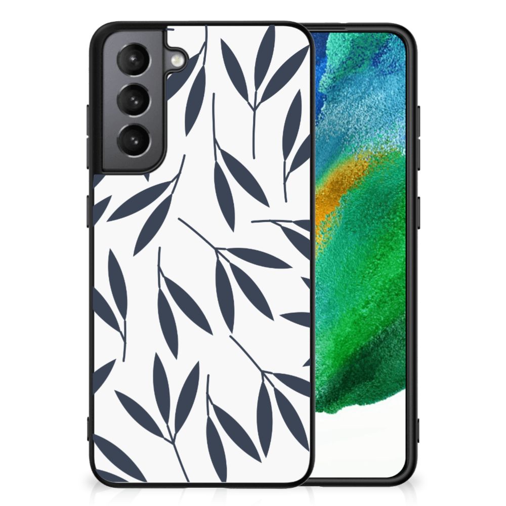 Samsung Galaxy S21FE Bloemen Hoesje Leaves Blue