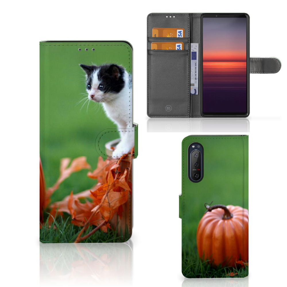 Sony Xperia 5II Telefoonhoesje met Pasjes Kitten