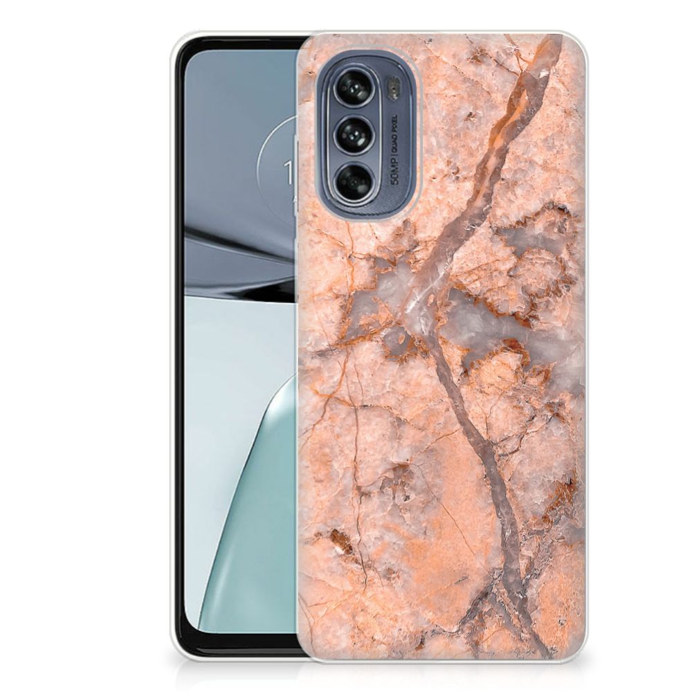 Motorola Moto G62 5G TPU Siliconen Hoesje Marmer Oranje B2C Telecom