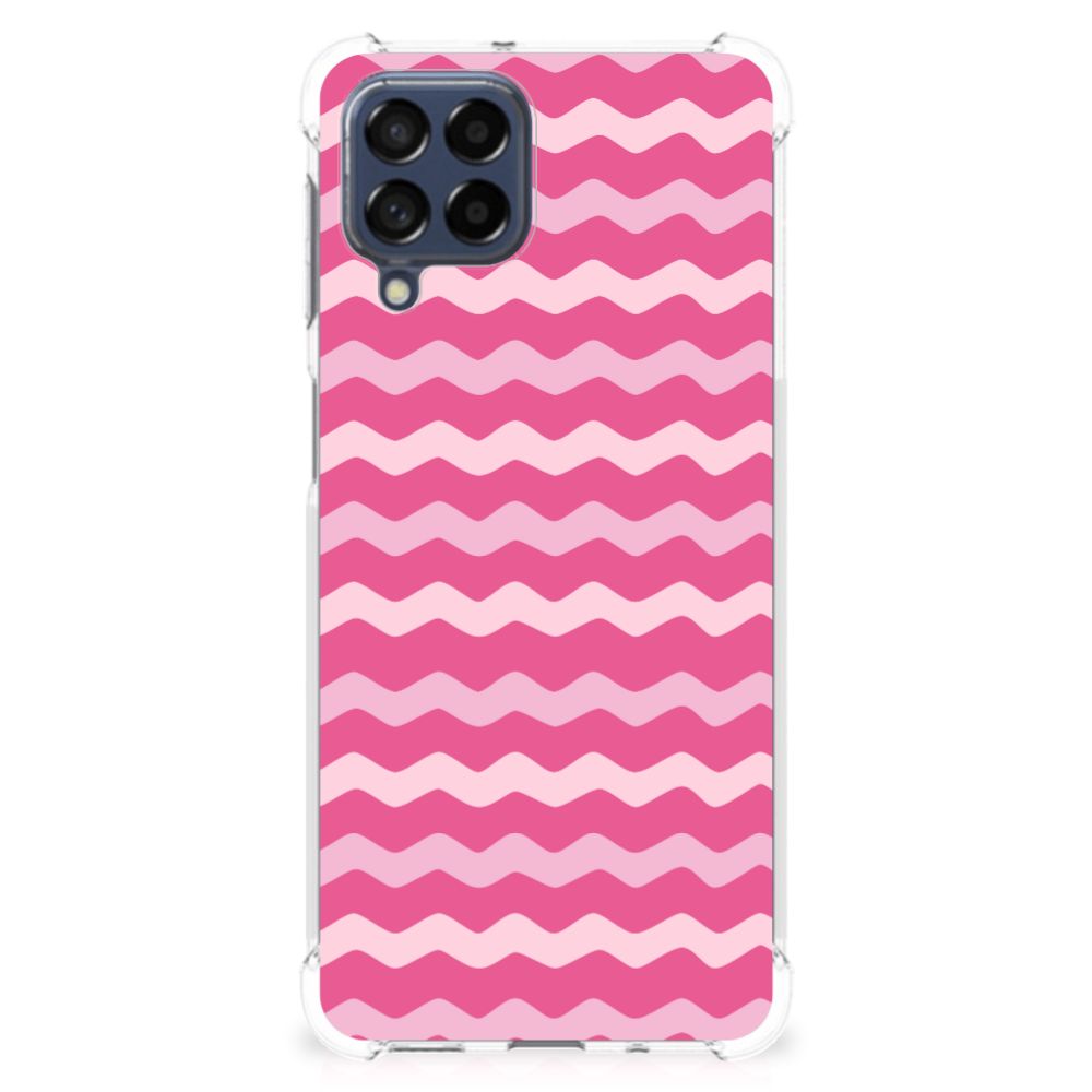 Samsung Galaxy M53 Doorzichtige Silicone Hoesje Waves Pink B2C Telecom