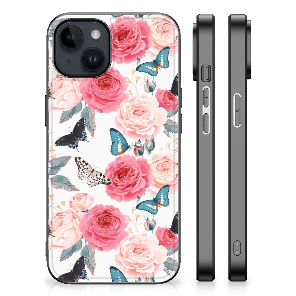 iPhone 15 Plus Bloemen Hoesje Butterfly Roses