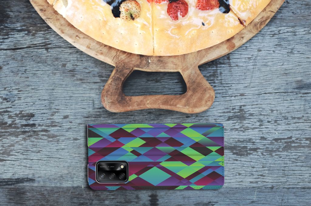 OPPO A74 4G Stand Case Abstract Green Blue - B2C Telecom