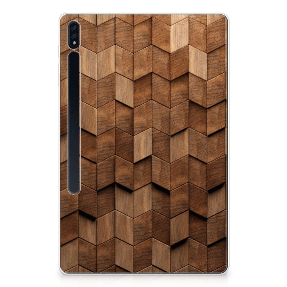 Silicone Tablet Hoes voor Samsung Galaxy Tab S7 Plus | S8 Plus Wooden Cubes