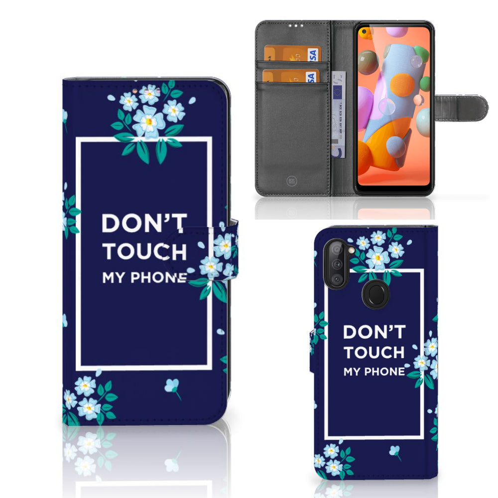 Samsung Galaxy M11 | A11 Portemonnee Hoesje Flowers Blue DTMP