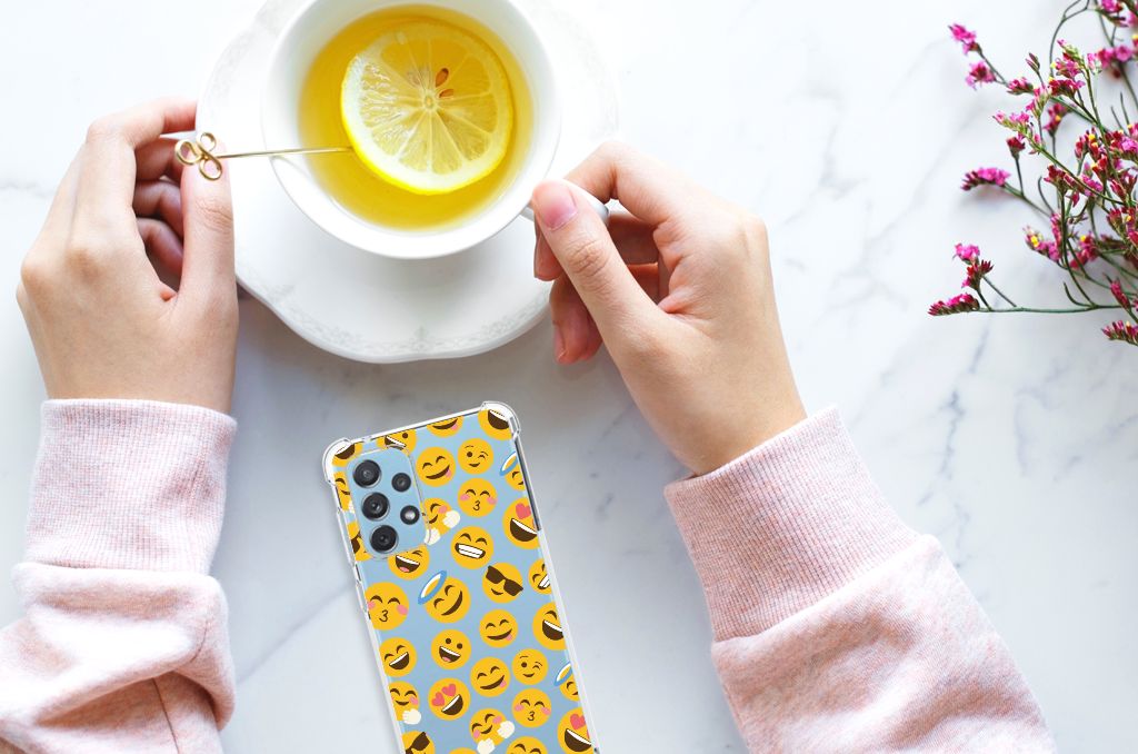 Samsung Galaxy A73 Doorzichtige Silicone Hoesje Emoji B2C Telecom