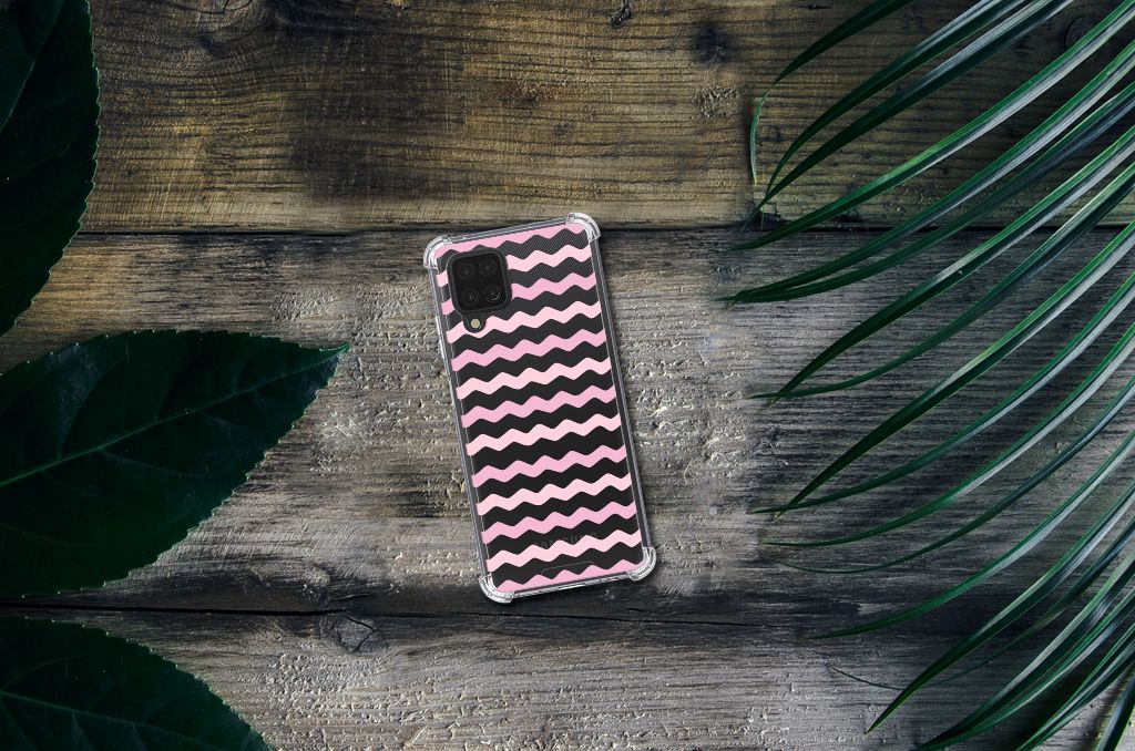 Samsung Galaxy A12 Doorzichtige Silicone Hoesje Waves Roze - B2C Telecom