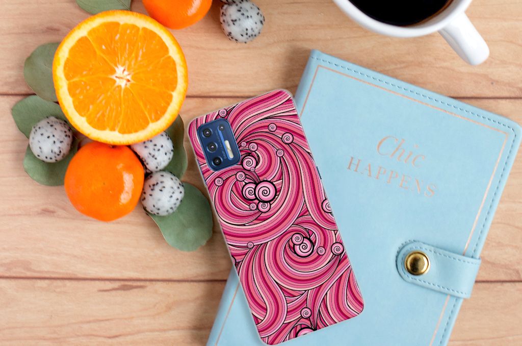 Motorola Moto G9 Plus Hoesje maken Swirl Pink B2C Telecom