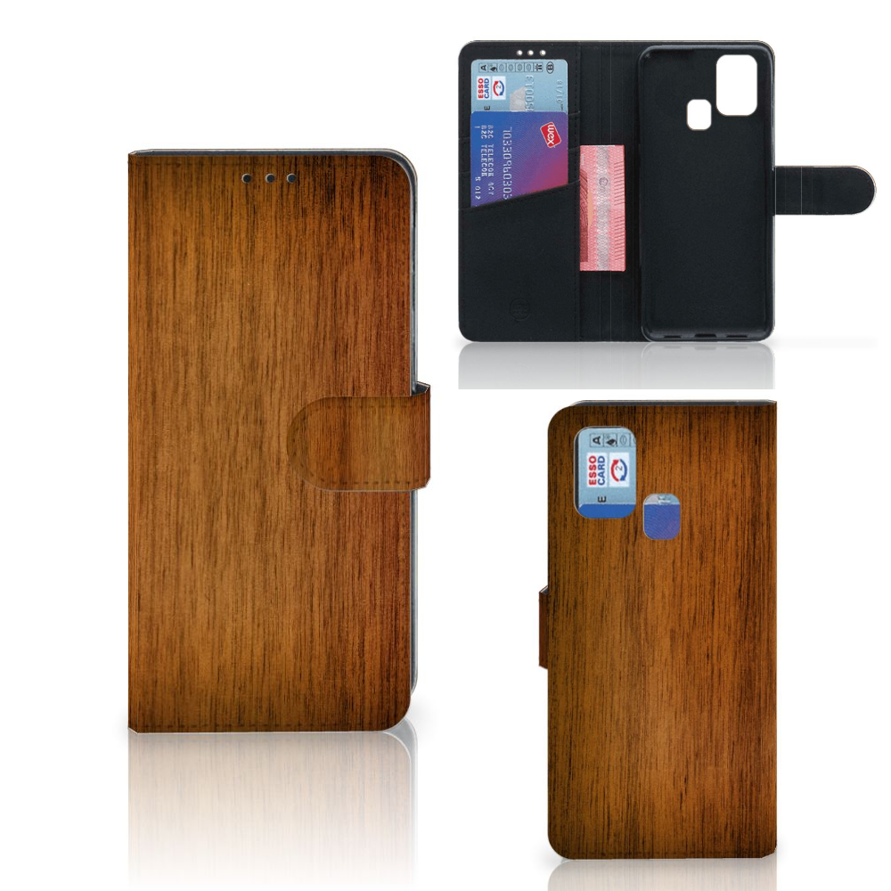 Samsung Galaxy M31 Book Style Case Donker Hout