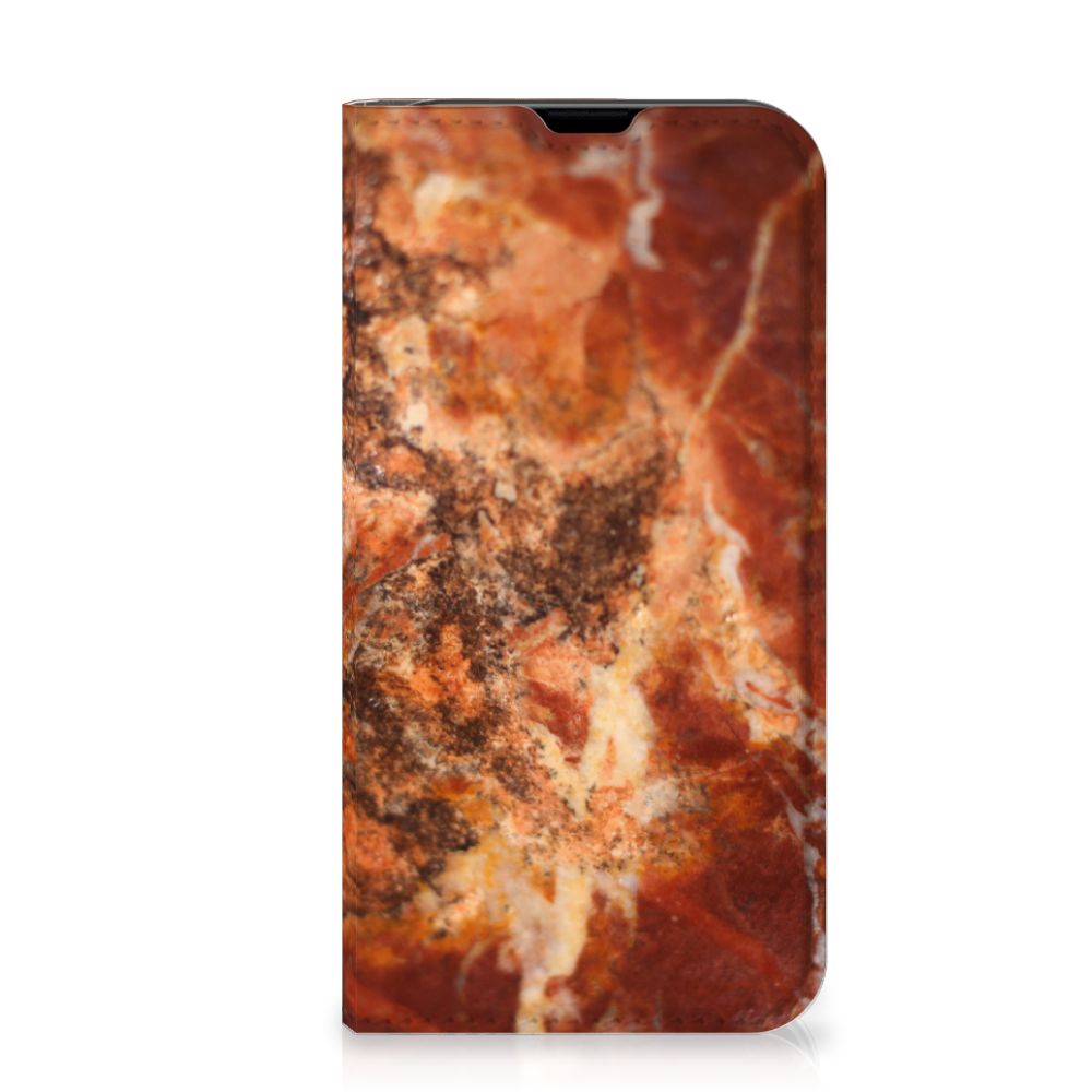 iPhone 13 Mini Standcase Marmer Bruin met een aantrekkelijk bruin marmerdesign.