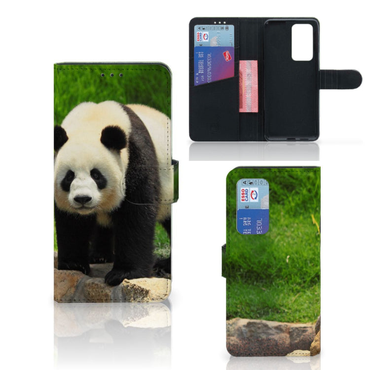 Huawei P40 Pro Telefoonhoesje met Pasjes Panda