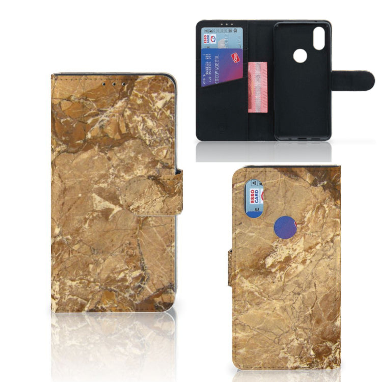 Xiaomi Mi Mix 2s Bookcase Marmer Creme met pasjes, luxe bescherming in marmer look.
