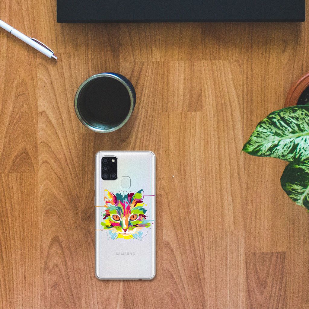 Samsung Galaxy A21s Telefoonhoesje met Naam Cat Color B2C Telecom