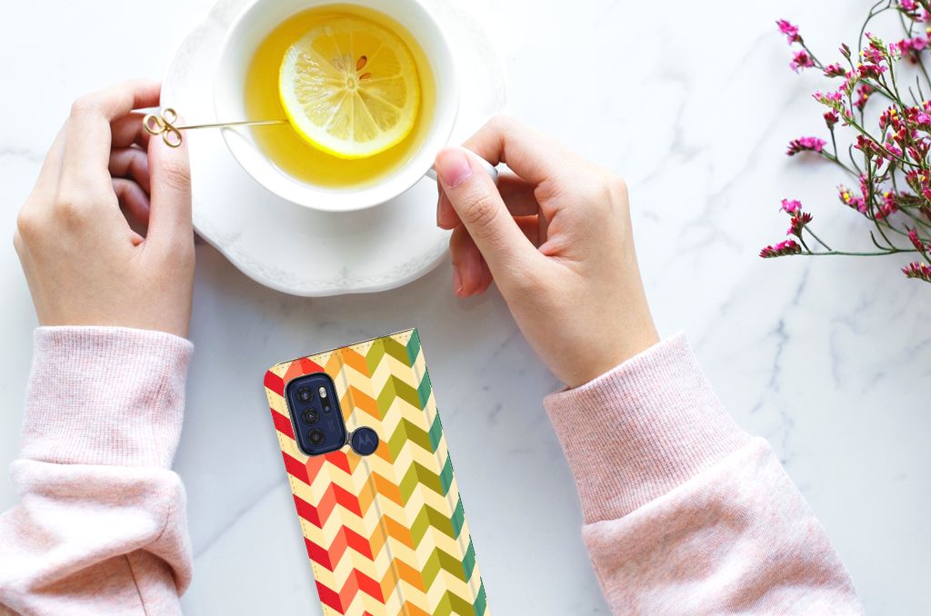 Motorola Moto G60s Hoesje met Magneet Zigzag Multi Color - B2C Telecom