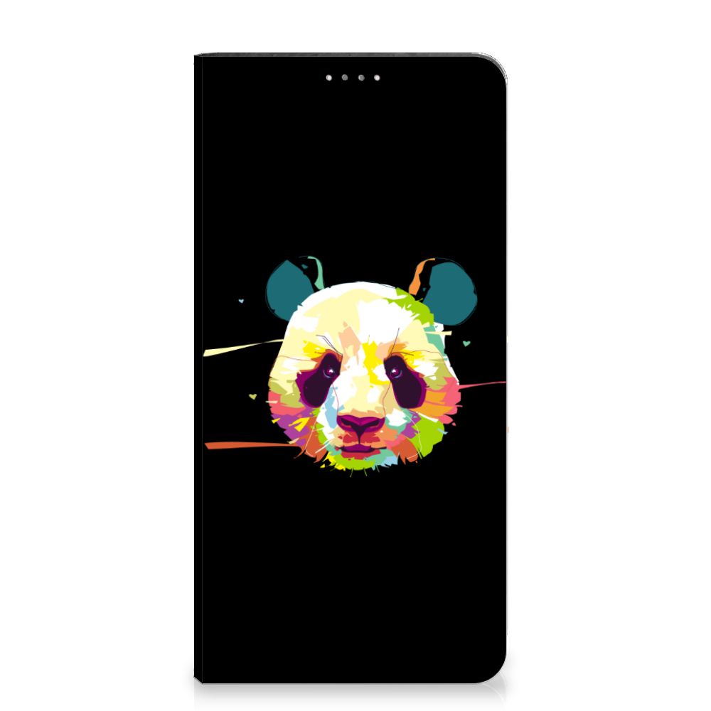 Samsung Galaxy A14 5G Magnet Case Panda Color design with vibrant panda illustration on a black background.