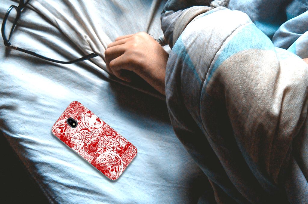 Silicone Back Case Samsung Galaxy J3 2017 Angel Skull Rood
