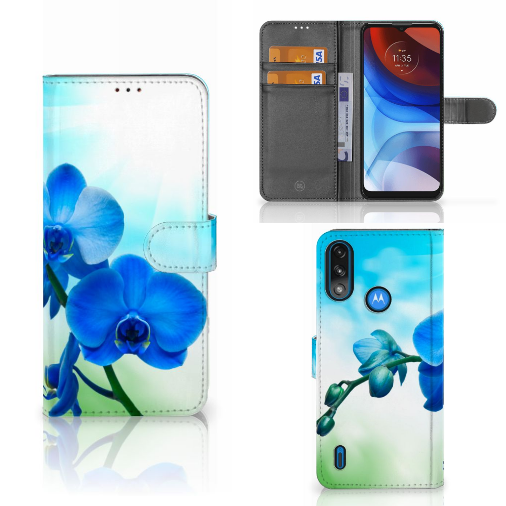 Motorola Moto E7i Power | E7 Power Hoesje Orchidee Blauw - Cadeau voor je Moeder