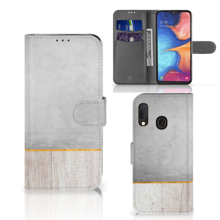 Samsung Galaxy A20e Book Style Case Wood Concrete