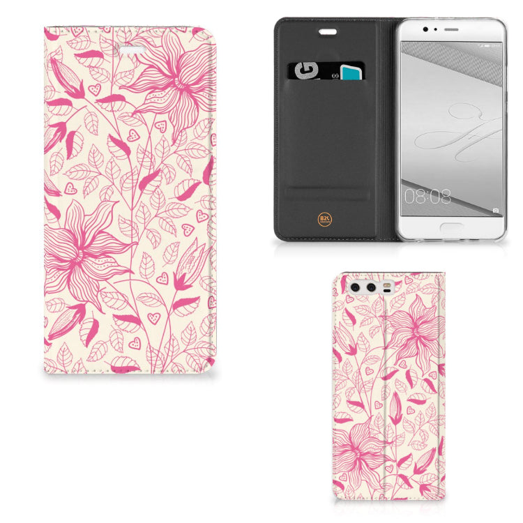Huawei P10 Plus Smart Cover Pink Flowers