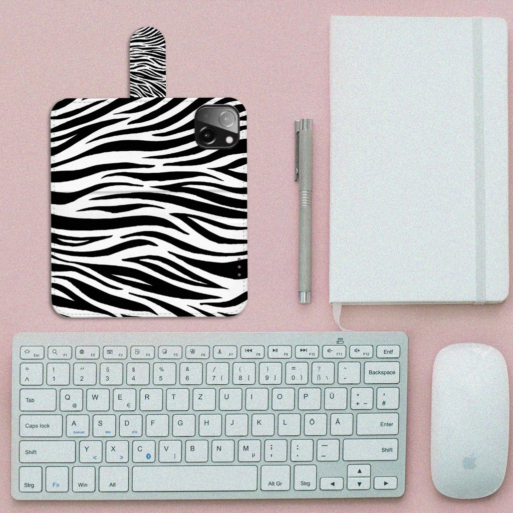 iPhone 13 Mini Telefoonhoesje met Pasjes Zebra