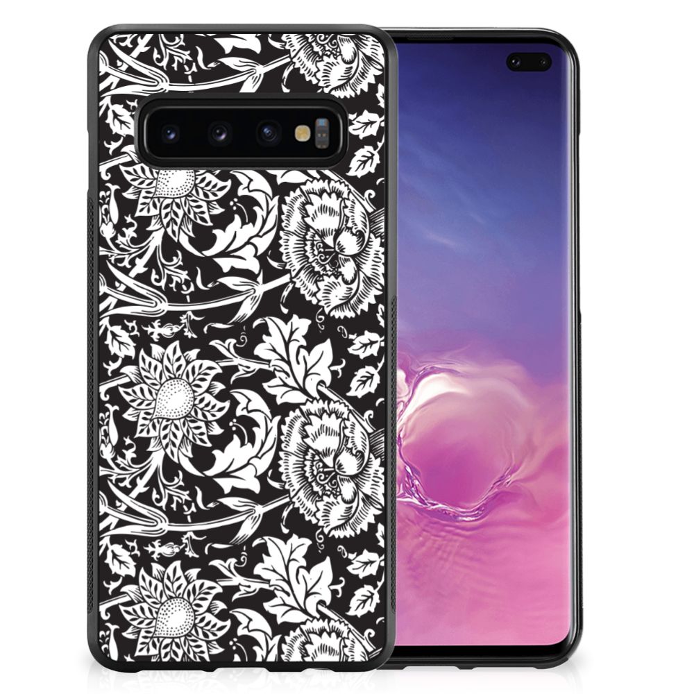 Samsung Galaxy S10+ Skin Case Black Flowers