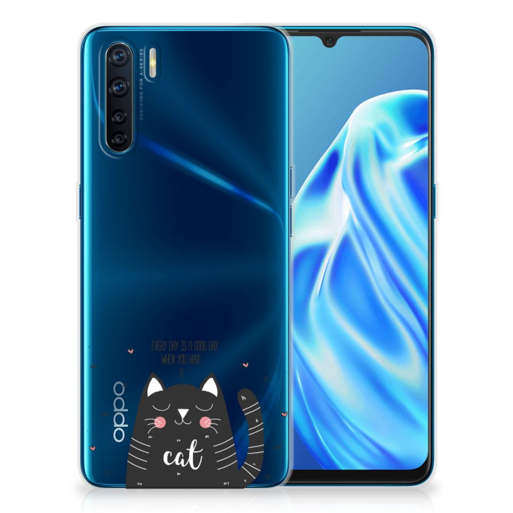 OPPO A91 Telefoonhoesje met Naam Cat Good Day B2C Telecom