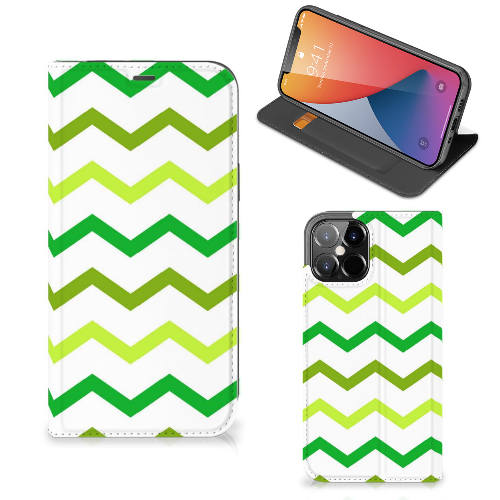 iPhone 12 Pro Max Hoesje met Magneet Zigzag Groen - B2C Telecom