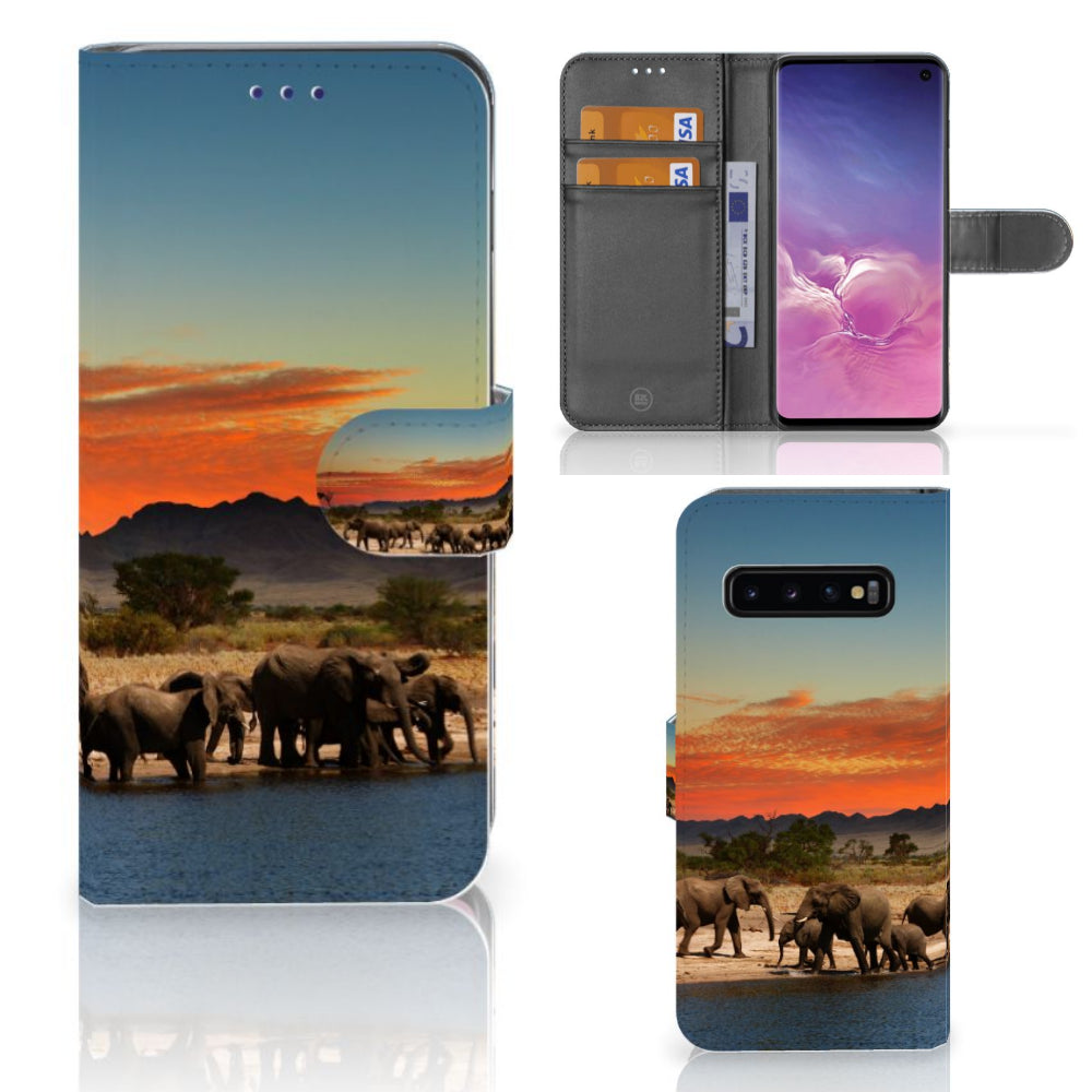 Samsung Galaxy S10 Telefoonhoesje met Pasjes Olifanten