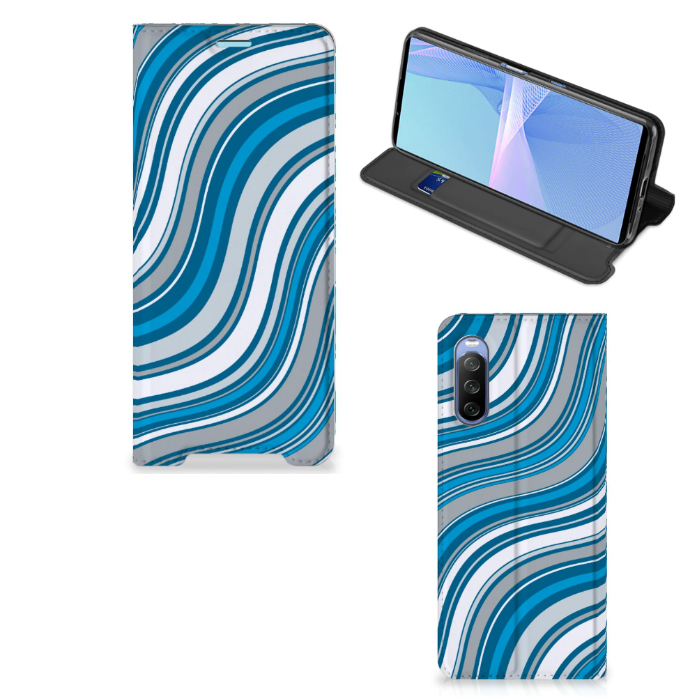 Sony Xperia 10 III Hoesje met Magneet Waves Blue - B2C Telecom