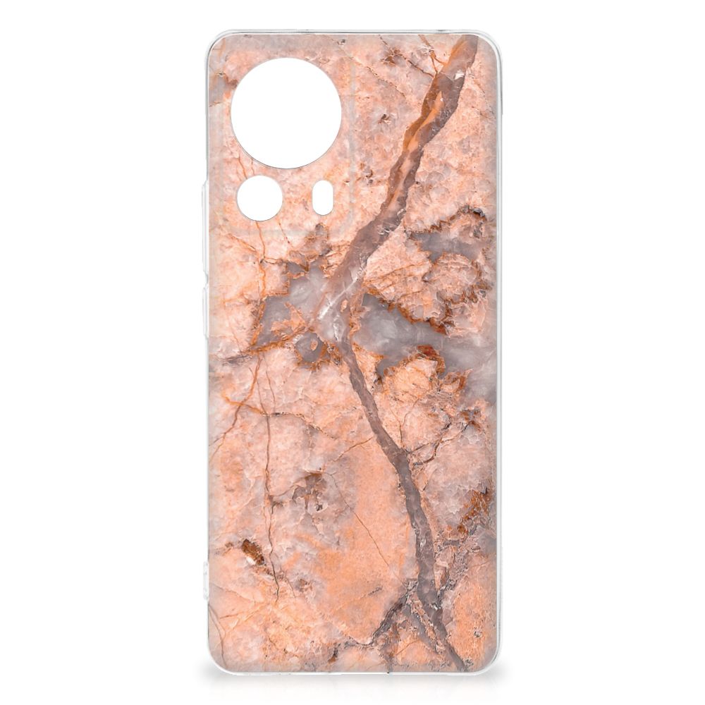 Xiaomi 13 Lite TPU Siliconen Hoesje Marmer Oranje