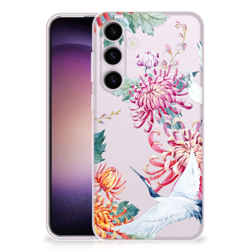 Samsung Galaxy S24 TPU Hoesje Bird Flowers