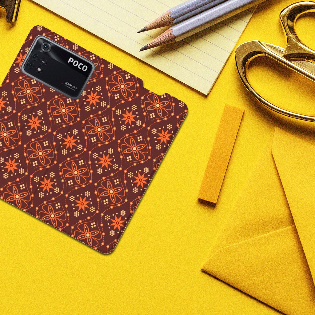 Poco X4 Pro 5G Hoesje met Magneet Batik Brown - B2C Telecom